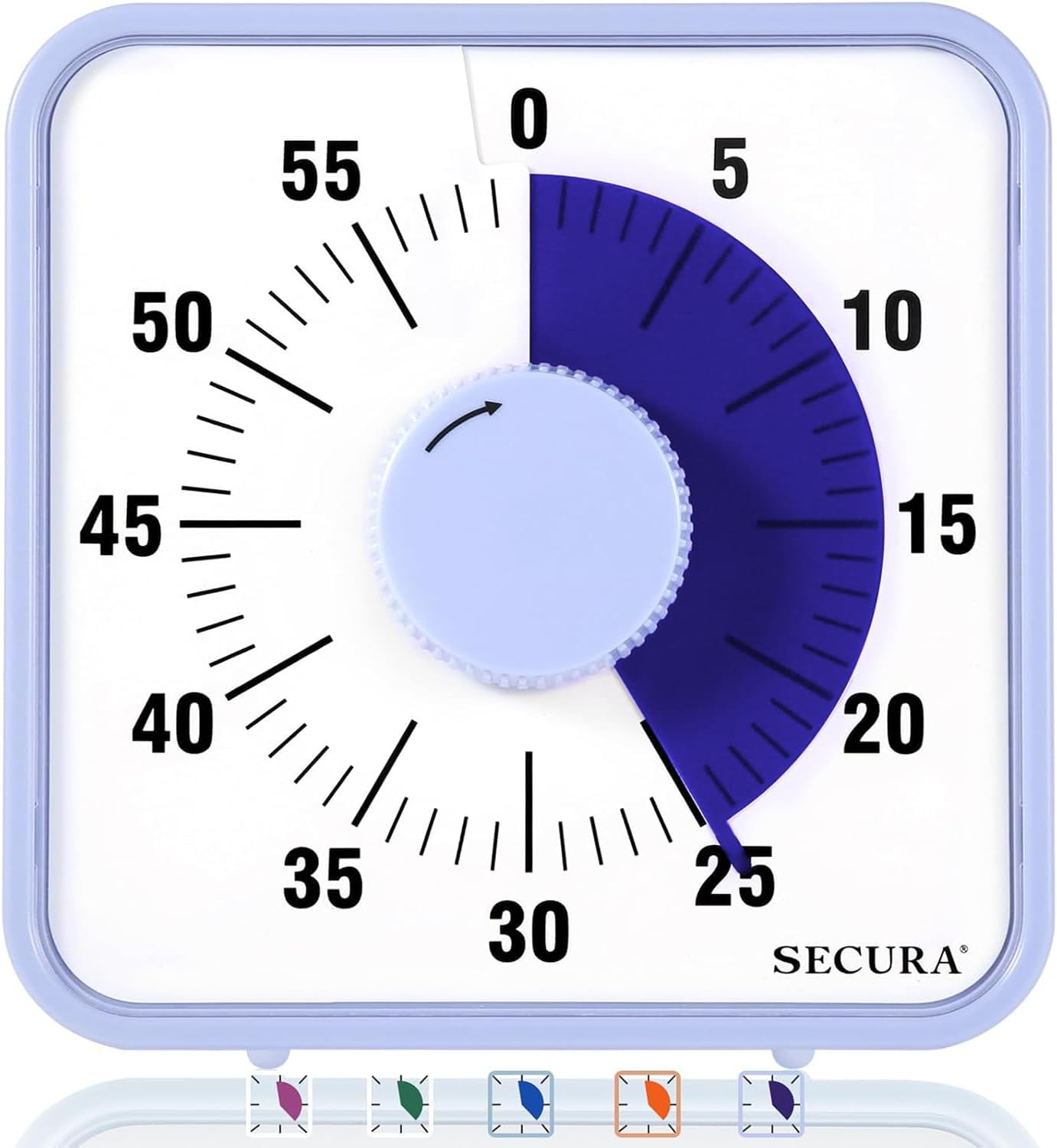 Secura 60-Minute Visual Countdown Timer, 7.5-Inch Oversize Classroom Visual Timer for Kids and Adults, Durable Mechanical Kitchen Timer Clock with Magnetic Backing (Blue)