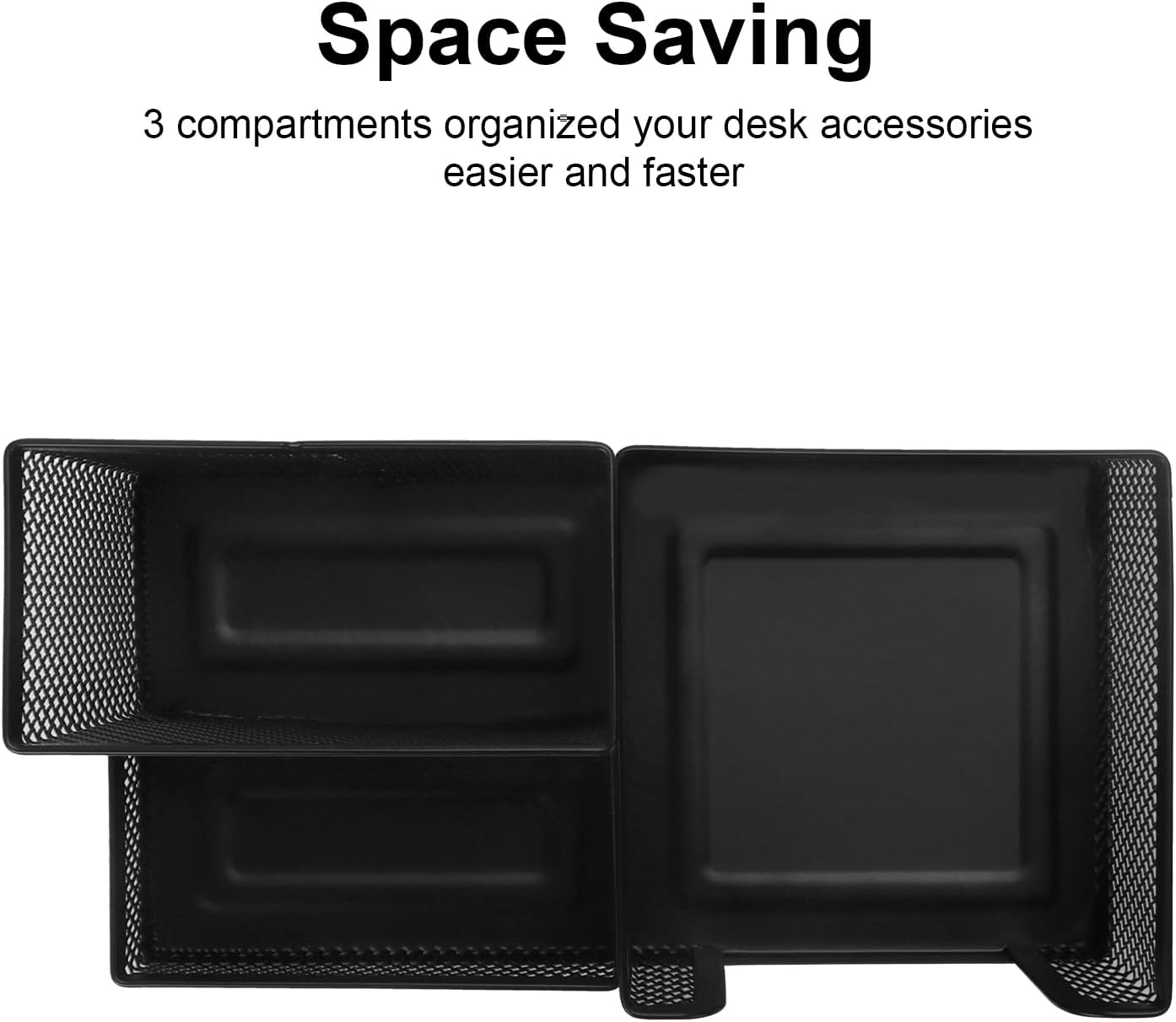 Comix 360° Rotating Pen Holder for Desk, 5 Compartments Office Desk Organizer, Black Mesh Metal Pencil Holder Cup for Office Home School