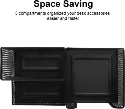 Comix 360° Rotating Pen Holder for Desk, 5 Compartments Office Desk Organizer, Black Mesh Metal Pencil Holder Cup for Office Home School