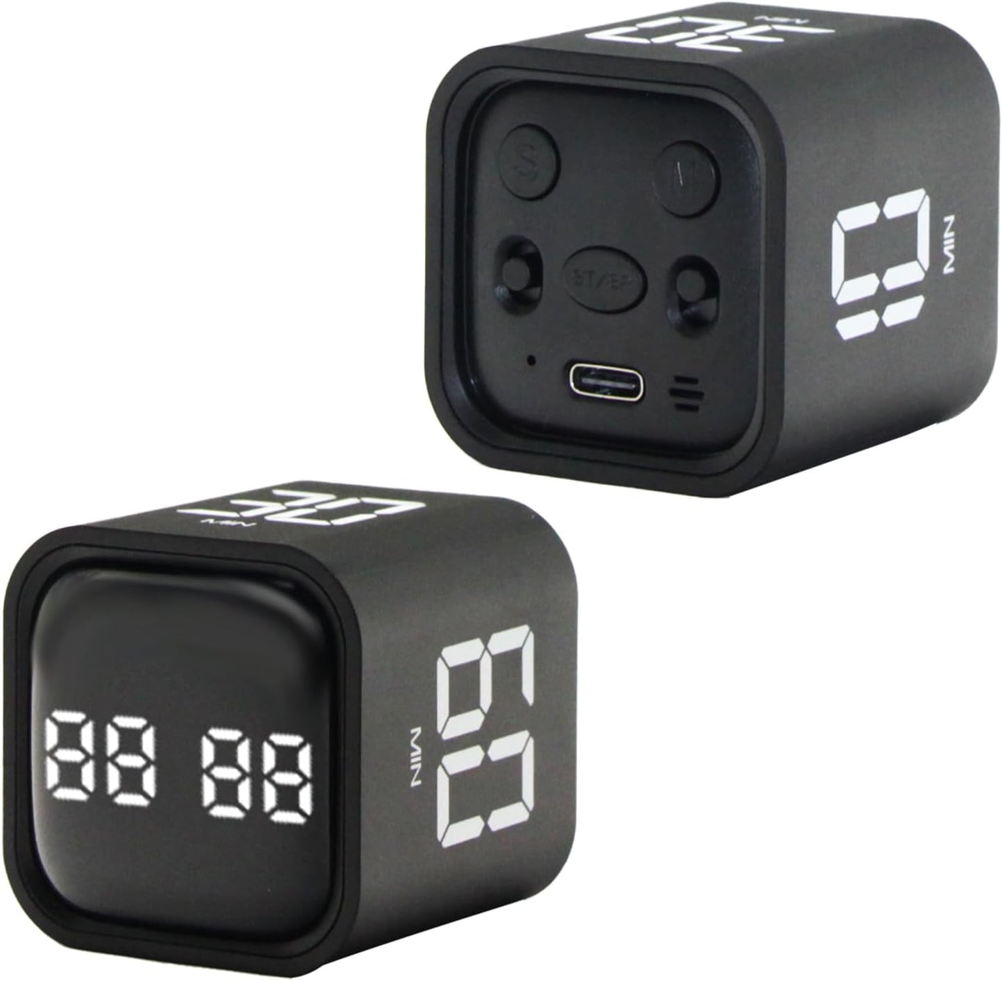 Productivity Timer Flip Gravity Sensor Cube Timer Countdown & Countup,Mute & Vibrate & Sound，5/10/30/60min & Custom Timing, Perfect for ADHD,Work,Learning,Kitchen Cooking (1Black)
