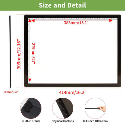 Rechargeable A4 Light Pad with Carry Bag & Stand,Ultra Thin Light Table with Clip,6 Levels of Brightness Light Box for tracing,Diamond Painting.led Light Board for Artists,Drawing,Sketching,Animation