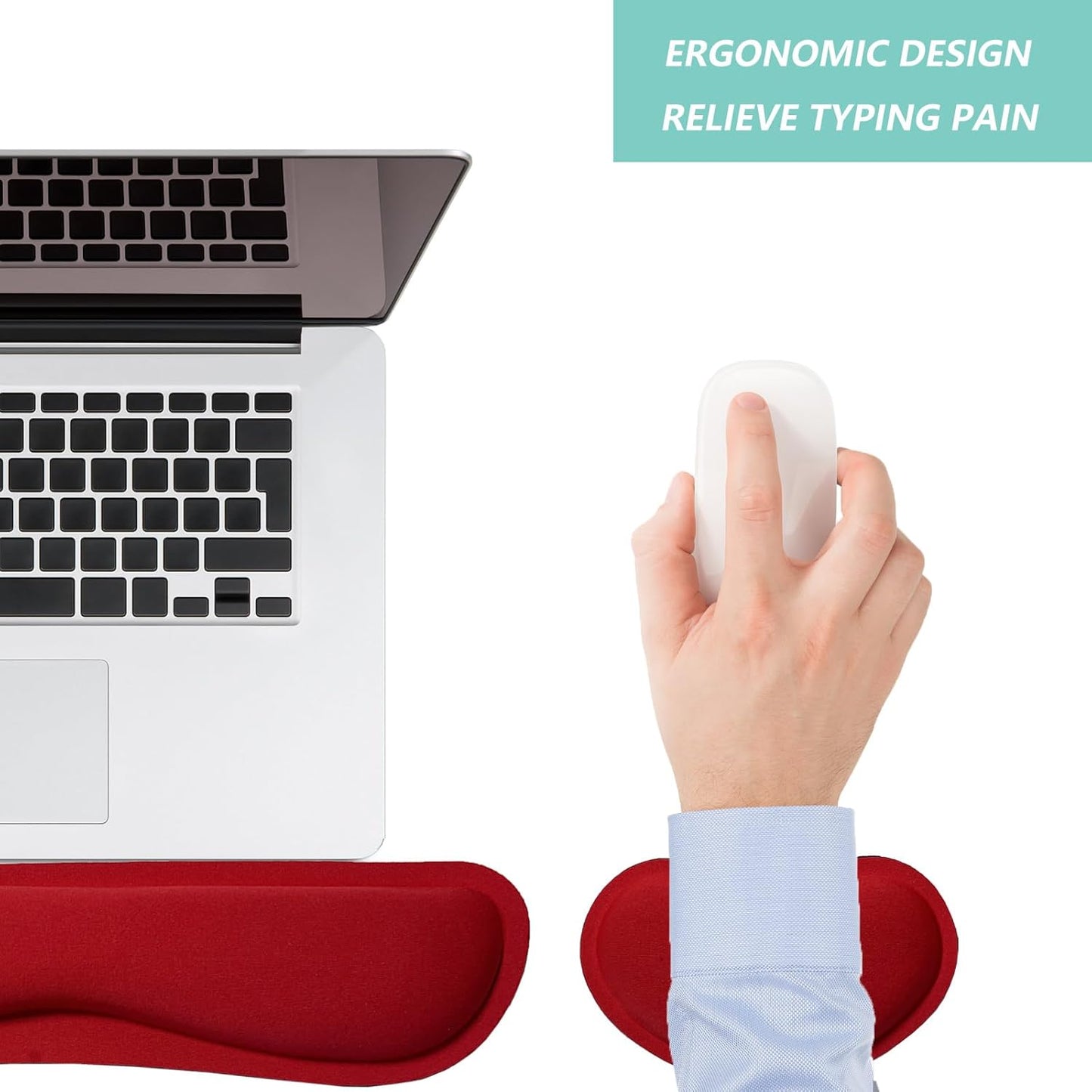 Keyboard Wrist Rest Mouse Wrist Support Set, Memory Foam Wrist Rest Pad for Computer Laptop Keyboard Mouse, Ergonomic Wrist Cushion Support for Typing Pain Relief, Gaming Home Office, Flowers Grass