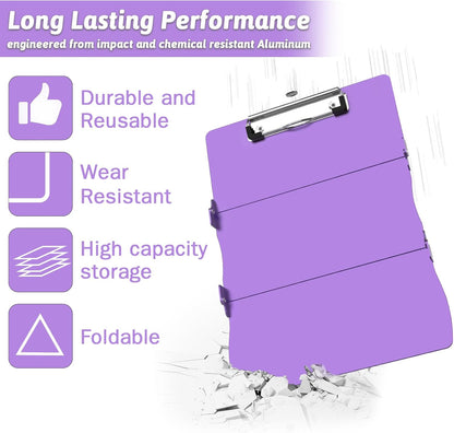 Clipboard Foldable Without Edition Cheat Sheets Aluminum 3 Layers Foldable Clipboards Pocket Size Profile Clip Clipboards Notepad for Students, Nurses,Contractor Trucker Driver
