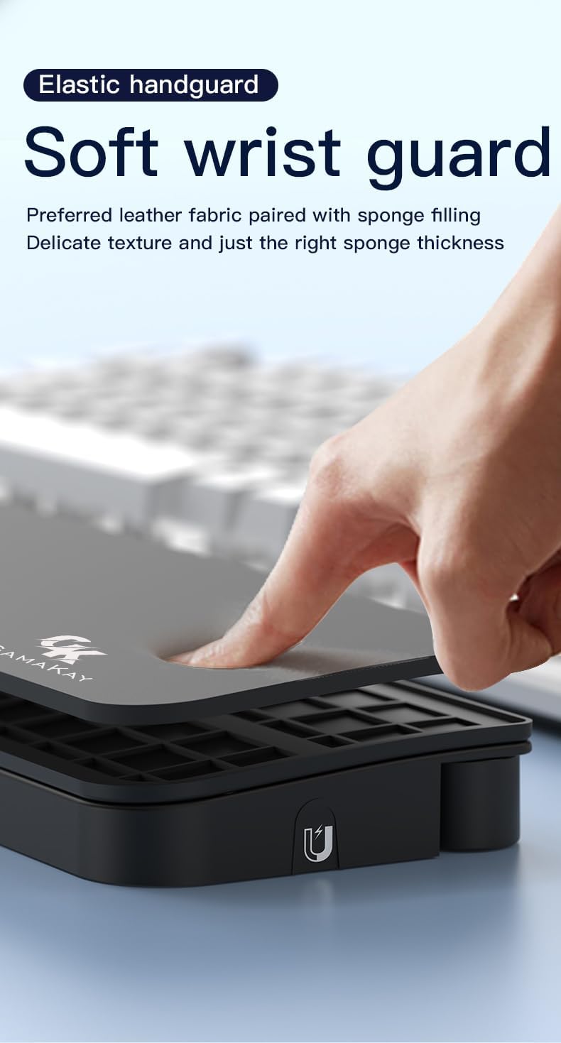 GK GAMAKAY 14.17'' Keyboard Wrist Rest Pad with Cleaning Tool Kit, ABS & Leather Hand Wrist Rest for 85% Mechanical Keyboard, Non-Slip Palm Pad for Comfortable Typing and Playing (White-85%)