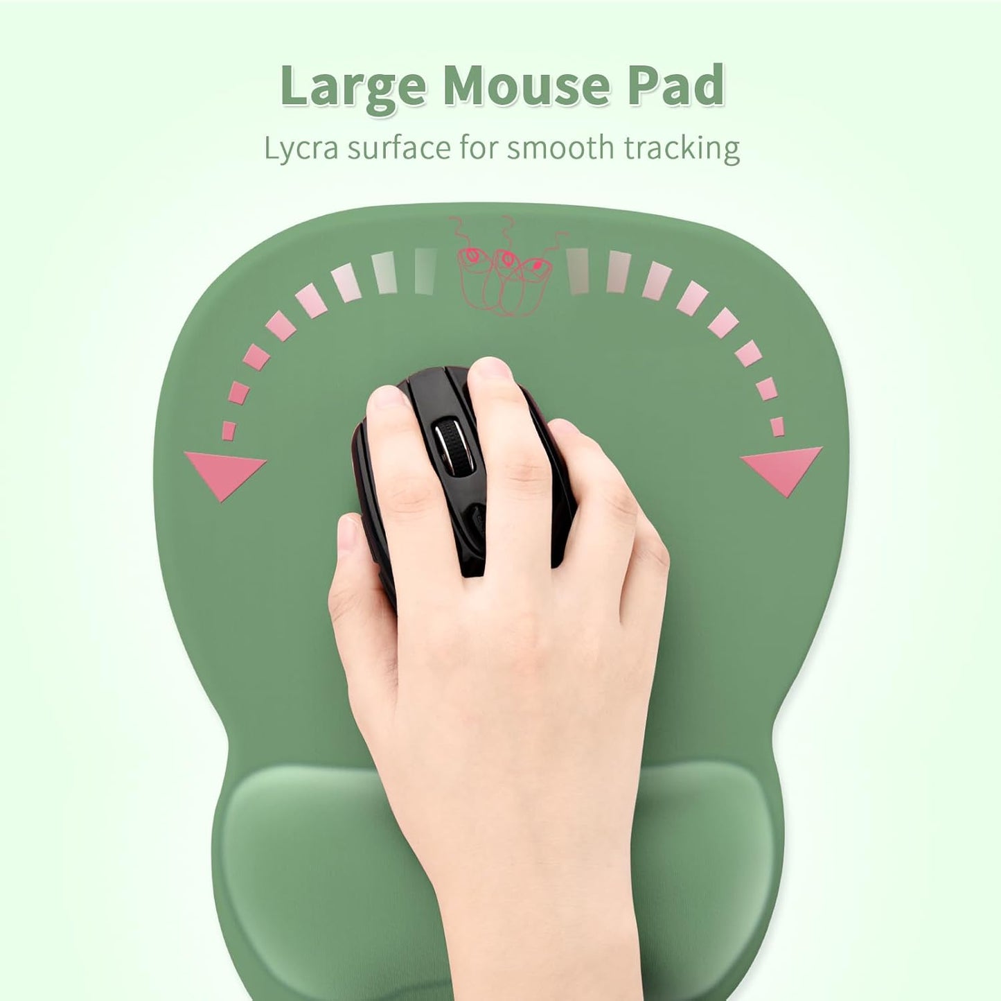 EooCoo Ergonomic Mouse Pad with Wrist Support, Mousepad with Memory Foam Wrist Rest and Non-Slip Base for Computer, Cafe, Home & Office, 9.64 x 8.26 in Office Desk Accessories
