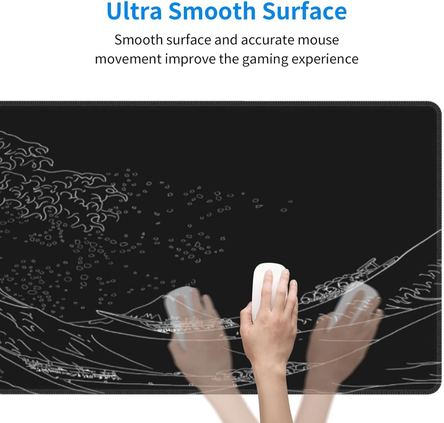 Japanese Mouse Pad, Large Japanese Desk Mat, XL Anime Gaming Keyboard Mat, Non-Slip Rubber Base, Big Extended Desk Protector for Home Office, 31.5”x11.8”