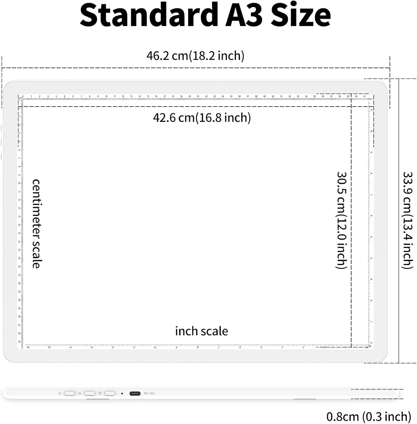 TOHETO Rechargeable A2 Light Pad for Diamond Painting 25.2''x18.4'', Magnetic Diamond Art Light Board, Wireless Lightbox for Tracing and Drawing, Cordless LED Light Table for Sketching, Weeding Vinyl