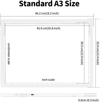TOHETO Rechargeable A2 Light Pad for Diamond Painting 25.2''x18.4'', Magnetic Diamond Art Light Board, Wireless Lightbox for Tracing and Drawing, Cordless LED Light Table for Sketching, Weeding Vinyl