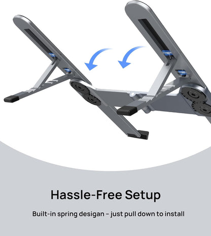 SODI [Ultra Compact] Foldable & Portable Laptop Stand for Desk, Lightweight Tablet Stand for Business Travel, Library, Cafe, 6 Level Height Ergonomic Aluminum Computer Holder for 10-16" Laptops