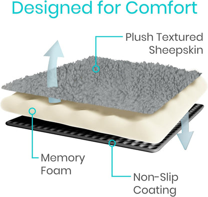 Vive Wheelchair Armrest Pads (2 PCS) - Memory Foam Sheepskin Cushion Accessories for Transport Electric Wheel Chair Arm Rests - for Adults, Seniors, Handicapped - Soft Support for Office Chair