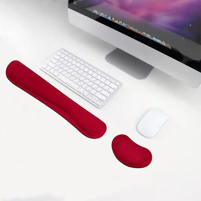 Keyboard Wrist Rest and Mouse Wrist Rest Set - Ergonomic Memory Foam Wrist Cushion - for Wrist Support on Computer, Laptop, Office, Playing Games, Typing Relieves Wrist Pain Rose Red