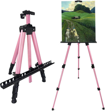 Art Easel Stand for Painting and Sign - RRFTOK 17 to 66 Inch Adjustable Aluminum Tripod Easels for Display, Portable Canvas and Poster Stand with Carry Bag for Beginners, Students and Classroom Use