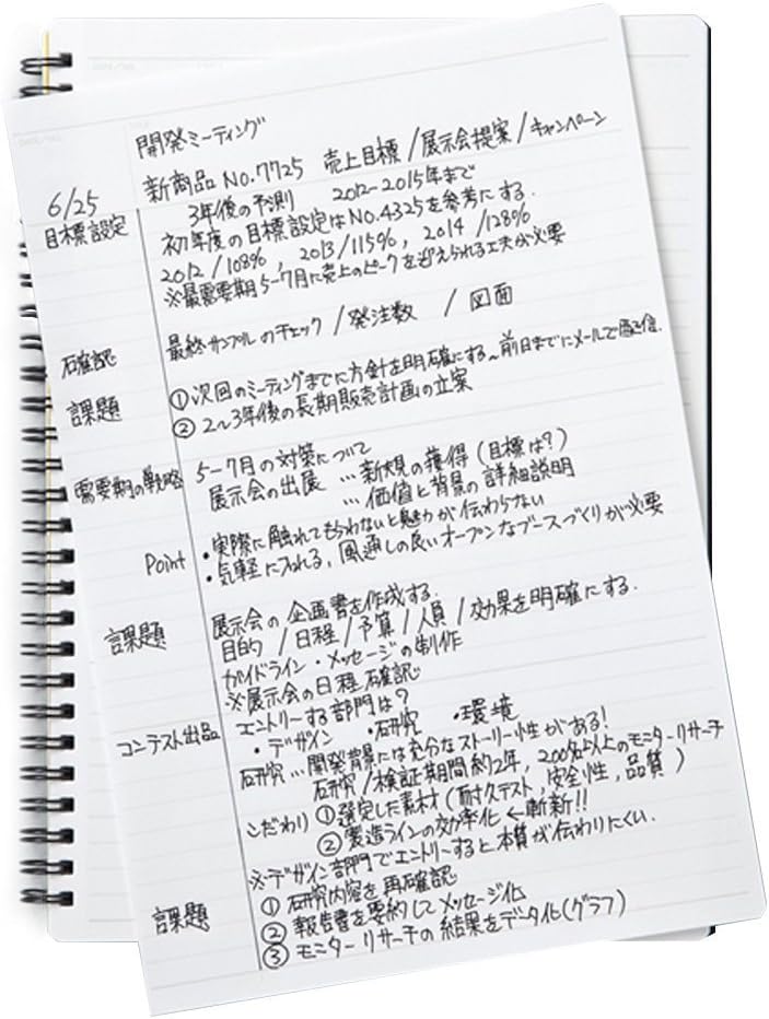 Maruman Mnemosyne Dot Grid Notebook- A5, 8.27" x 6.34", 80 Sheets / 160 Pages, 5mm Dotted Journal, Perforated Pages & Wire-Bound to Lay Flat, Black, Made in Japan