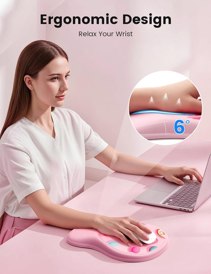 meatanty Mouse Pad with Wrist Rest, Ergonomic Mouse Wrist Support, Desk Mouse Mat Computer Accessories, Soft Memory Foam Palm Hand Pain Relief, Non-Slip Laptop Cushion, Office Home Gaming Black Blue