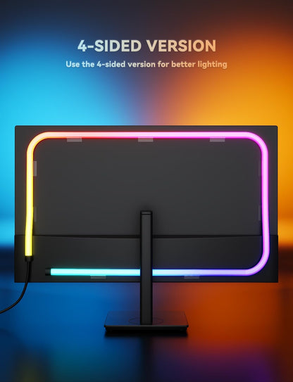 Soleil X6 LED Monitor Backlight for PC & Mac, Strip Light Sync to 24″-34″ Screens, Ambient Lighting for Games/Movies/Music, Dual USB Ports, Software Control with Built-in AI Function (For 24″ Monitor)