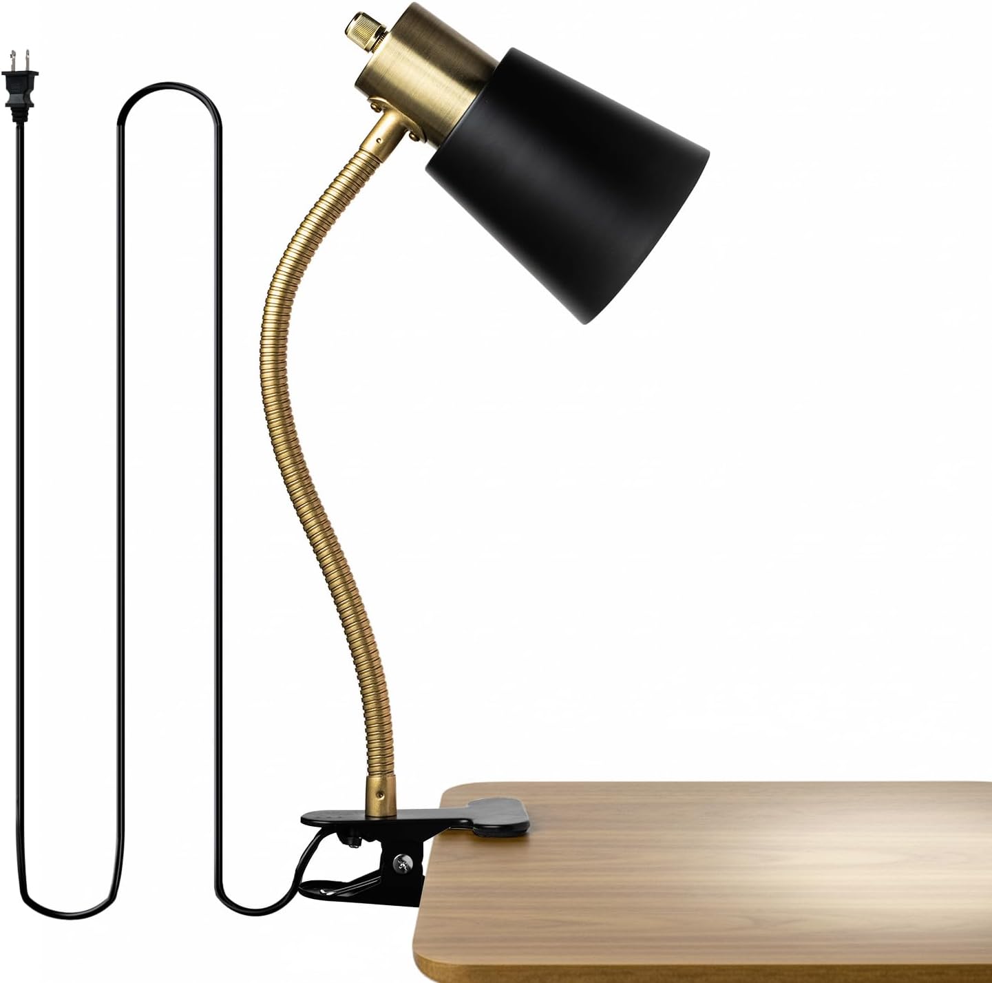 Desk lamp Eye-Caring Table Lamps, 360°Rotation Gooseneck Clip on Lamp Reading Light Portable Reading Book Light Clamp Study Desk Lamps for Bedroom and Office Home Lighting (Black)