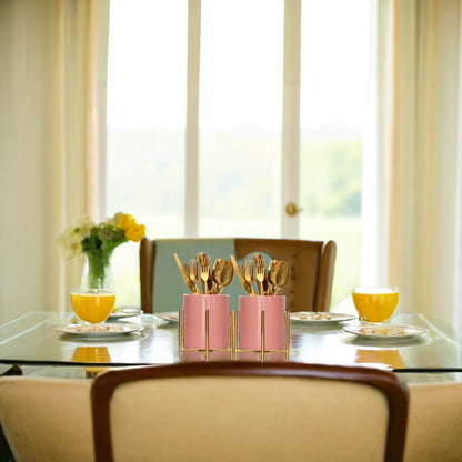 Gold Pencil Cup Sturdy Metal Frame With White Ceramic Pen Holder For Desks and kitchen Appliance Holders