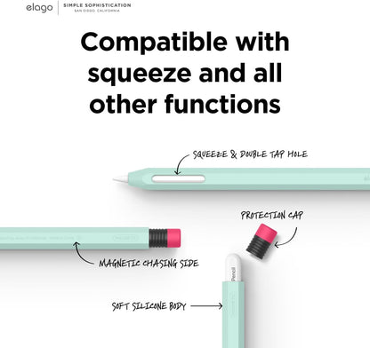elago Compatible with Apple Pencil Pro Case & Apple Pencil 2nd Generation Case, Compatible with Magnetic Charging, Double Tap, Squeeze, Haptic (Must Read Installation Instructions) [Lovely Pink]