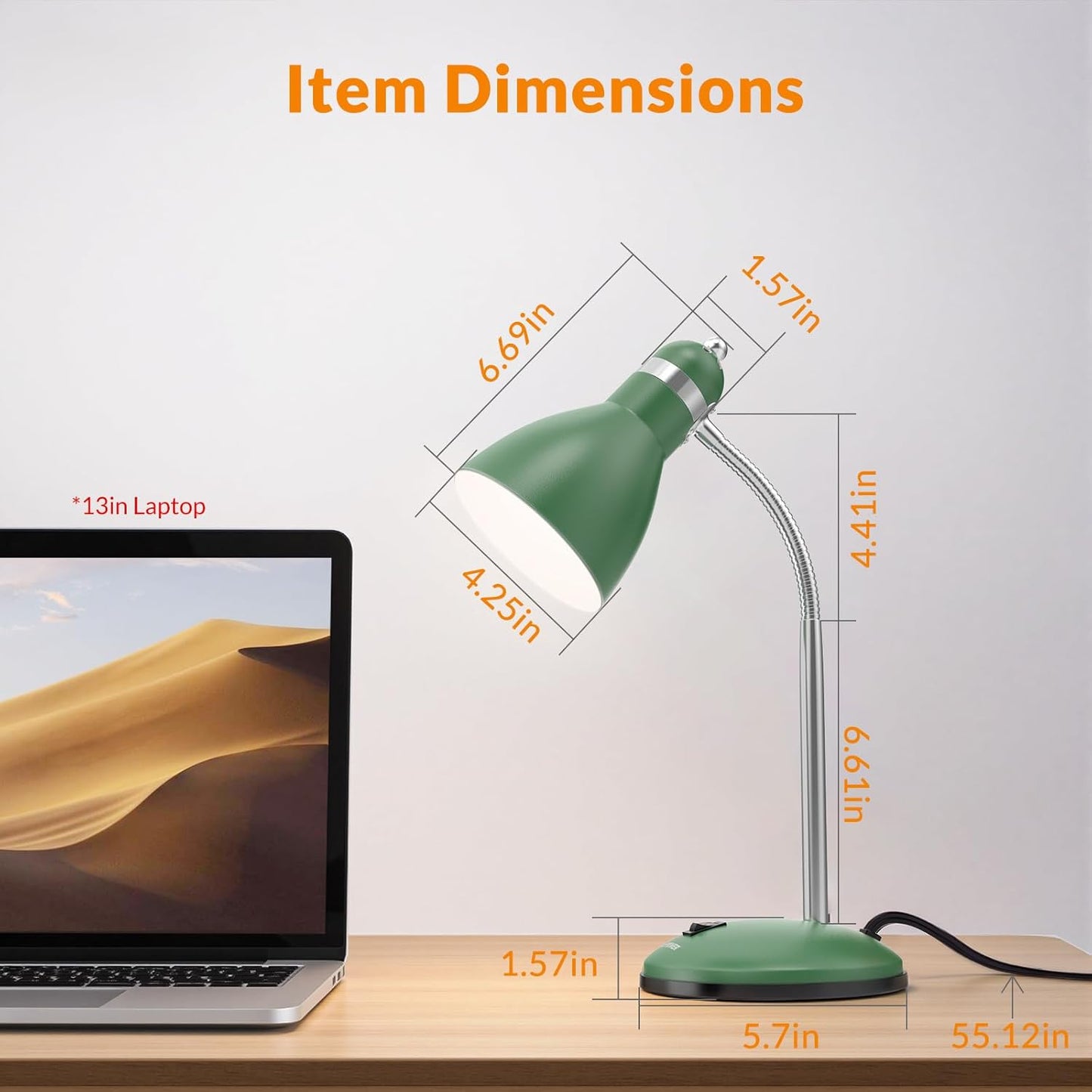 LEPOWER Metal Desk Lamp, Eye-Caring Table Lamp, Study Lamps with Flexible Goose Neck for Bedroom, Home Office (Matte Black)