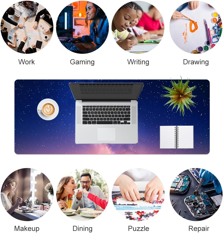 QIYI Large Mouse Pad, Cute Pink Desk Mat for Desktop, Women Girls PU Leather Desk Pad Waterproof Gaming Mousepad, Rose Gold Marble Computer Protector Writing Pad for School Office Home 31.5" x 15.7"