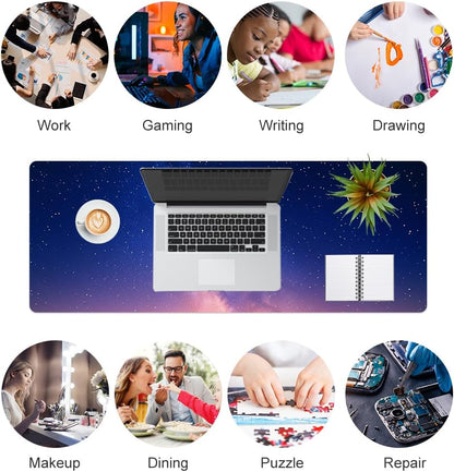QIYI Large Mouse Pad, Cute Pink Desk Mat for Desktop, Women Girls PU Leather Desk Pad Waterproof Gaming Mousepad, Rose Gold Marble Computer Protector Writing Pad for School Office Home 31.5" x 15.7"