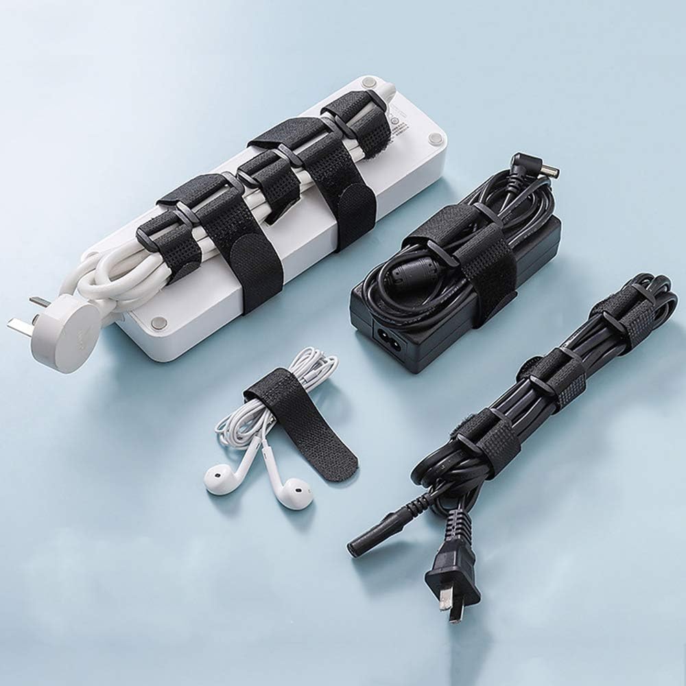 Fastening Nylon Strap with Buckle,10Pack Reusable Self-Adhesive Hook and Loop Cable Securing Straps,Adjustable Cinch Straps for Cords Organized and Tidy(1" x 8")