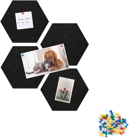 8 Pack Hexagon Felt Bulletin Board Tiles - 12" Large Thick Pin Board for Walls with 30 Push Pins, DIY Boards for Office Home School Decor, Aesthetic Hex Cork Board Alternative