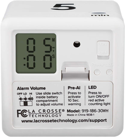 La Crosse Technology 919-186-60WH 5, 15, 30 or 60 Minutes Cube Timer - White