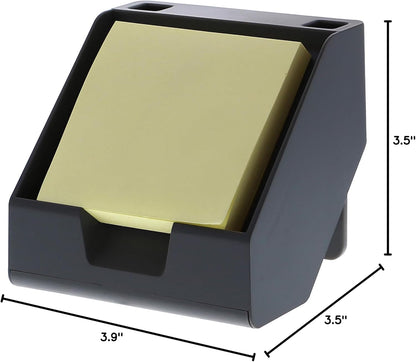 Bostitch Office Konnect Sticky Note Holder + Business Card Stand, Includes Pen Holders, Black