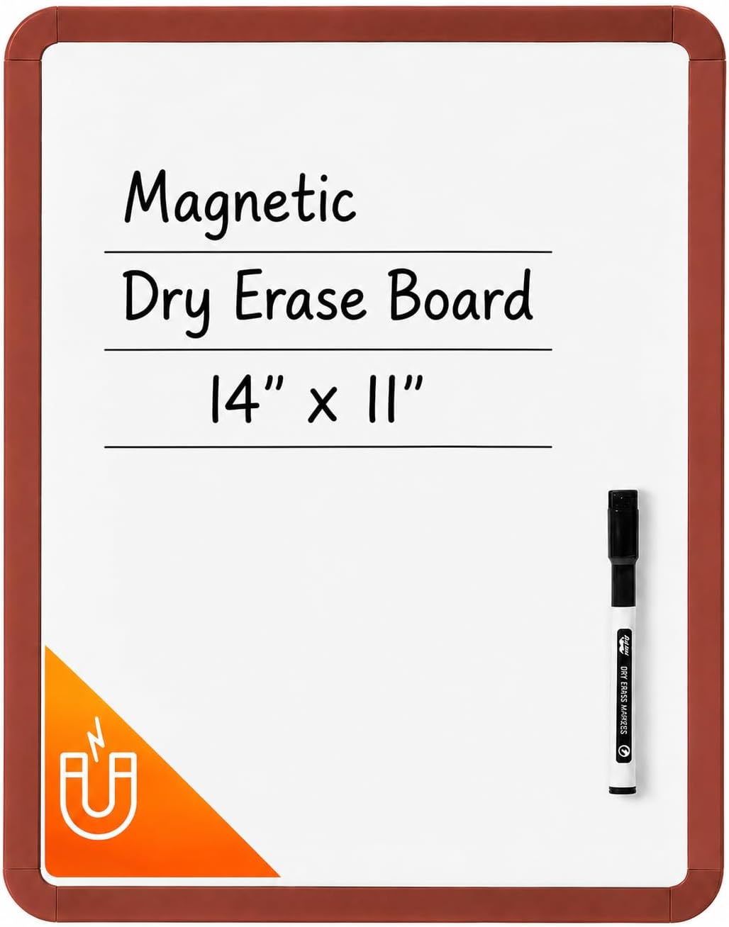 Mr. Pen- Dry Erase Board, 14” x 11” with a Black Dry Erase Marker, White Frame, Small Mini White Board for Students, Fridge, Wall, Locker, Includes Double Sided Tapes