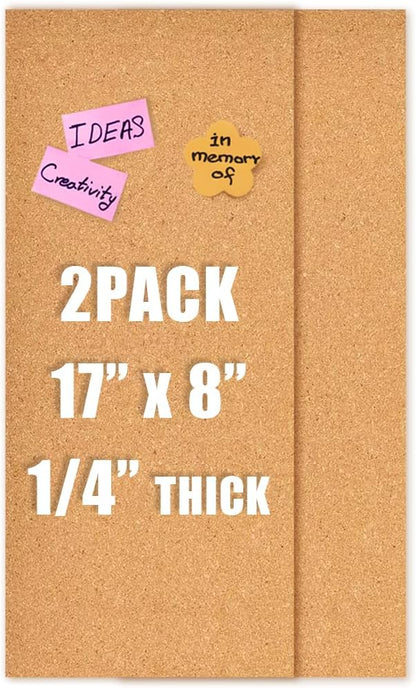 17x8 Corkboard Tiles Bulletin Board, 1/2" Thick Self-Adhesive Cork Boards for Walls, Cork Tiles Vision Board for Home, Office, School, Bulletin Board Decorations(12mm,1pc)