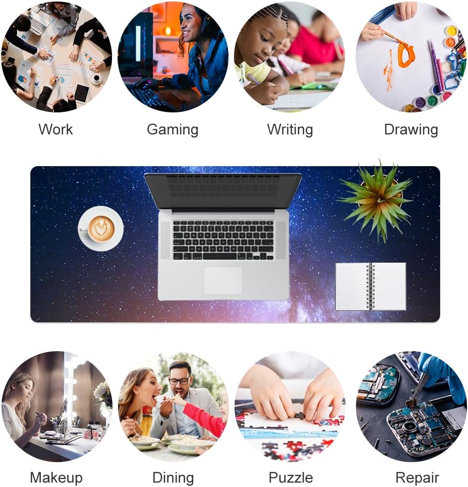 QIYI Large Mouse Pad, Cute Pink Desk Mat for Desktop, Women Girls PU Leather Desk Pad Waterproof Gaming Mousepad, Rose Gold Marble Computer Protector Writing Pad for School Office Home 31.5" x 15.7"