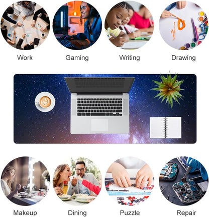 QIYI Large Mouse Pad, Cute Pink Desk Mat for Desktop, Women Girls PU Leather Desk Pad Waterproof Gaming Mousepad, Rose Gold Marble Computer Protector Writing Pad for School Office Home 31.5" x 15.7"