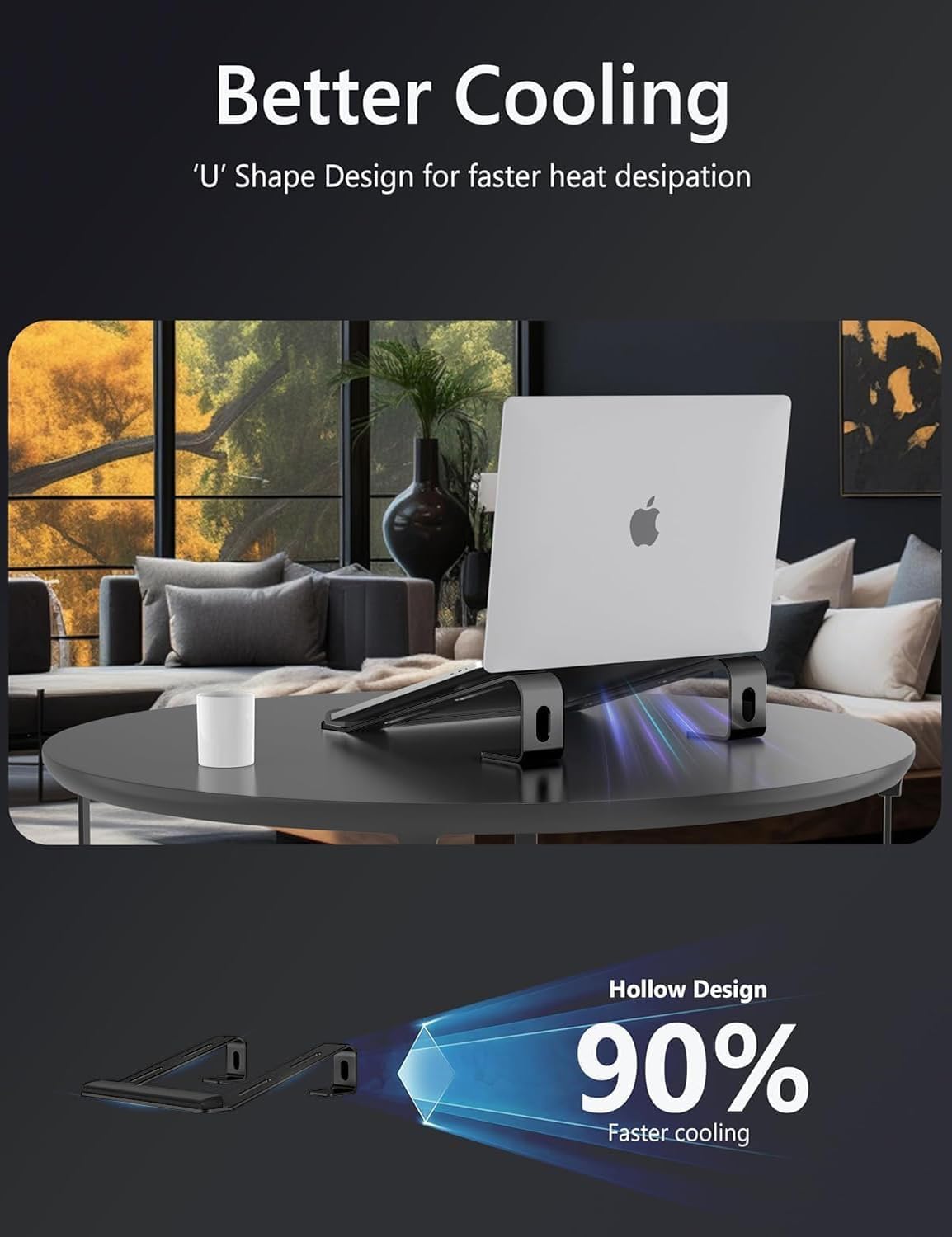 JCZT Clear Acrylic Laptop Stand for Desk, with Wrist Rest, Ergonomic Detachable Mount Compatible with 10-17'' All Laptops Such as MacBook Air Pro/HP/Dell/Lenovo