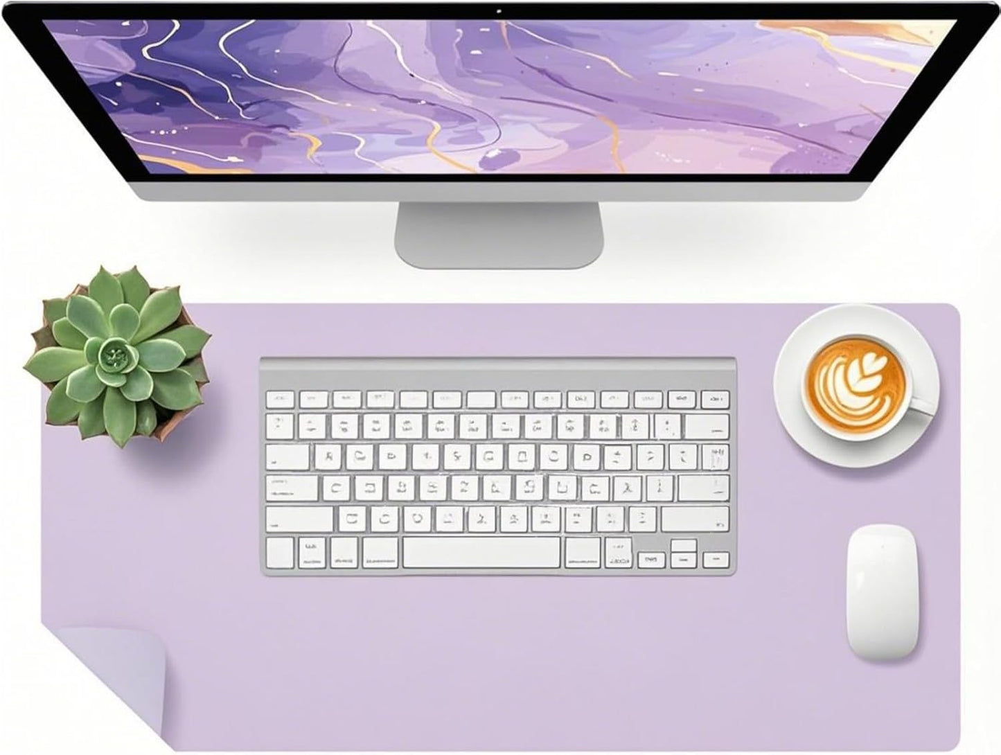 Bloss Leather Desk Pad and Keyboard Wrist Rest, Large Mouse Pad + Keyboard Pad+Mouse Wrist Support, Non-Slip Desk Mat Protector for Office, Home(31.5×15.7 Inches,Beige) - Colors A