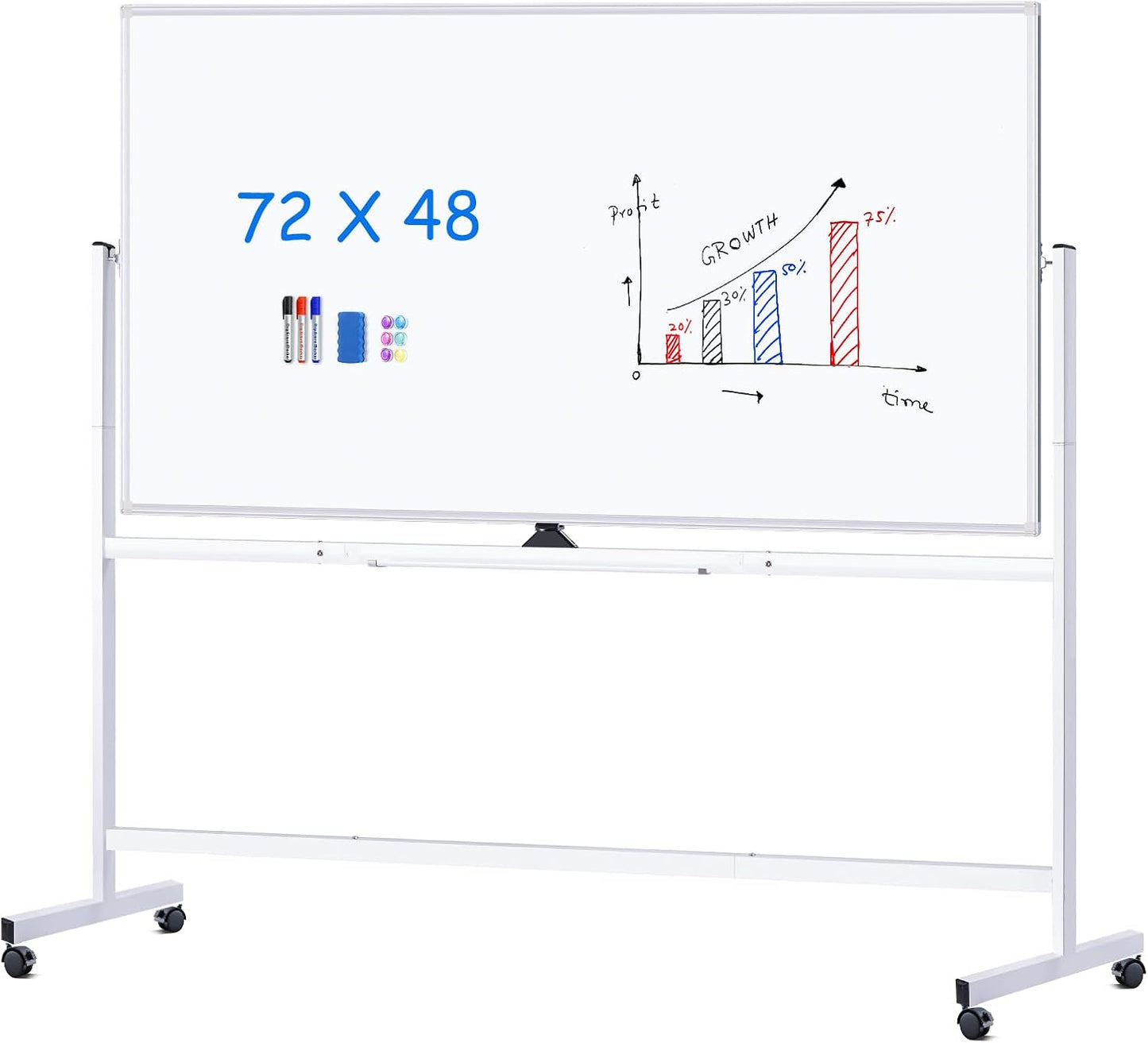 maxtek Magnetic Mobile White Board, 40 x 24 Double Sided Dry Erase Board Rolling Whiteboard, Aluminum Frame Standing Whiteboard on Wheels for Home Office Classroom (40 x 24 Black)