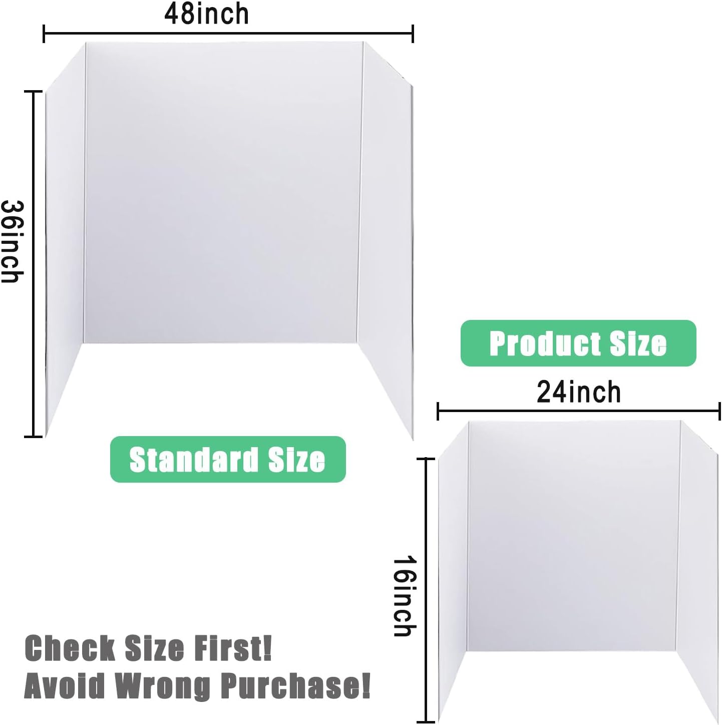 LonlyEagle Trifold Poster Board, 24" x 16", 3-Pack, White Corrugated Project Boards for Science Fairs, School Projects, Event Displays
