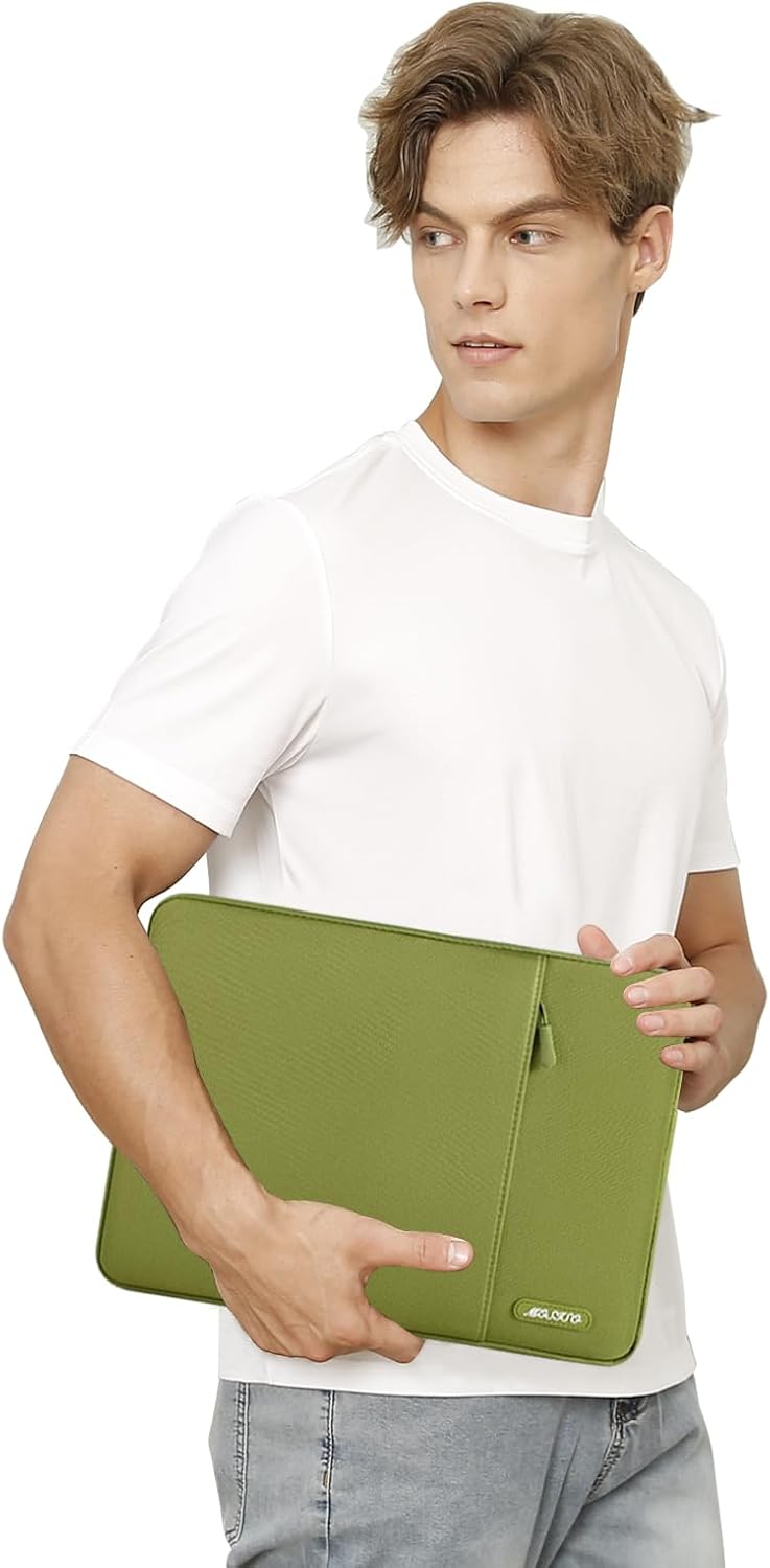 MOSISO Laptop Case 13.3 inch, 13-13.3 inch Laptop Sleeve Compatible with MacBook Air/Pro 13/Pro 14 M5 M4 M3 M2 M1, HP Dell ASUS Lenovo,Polyester Vertical Computer Sleeve Bag with Pocket, Antique Green - Colors B