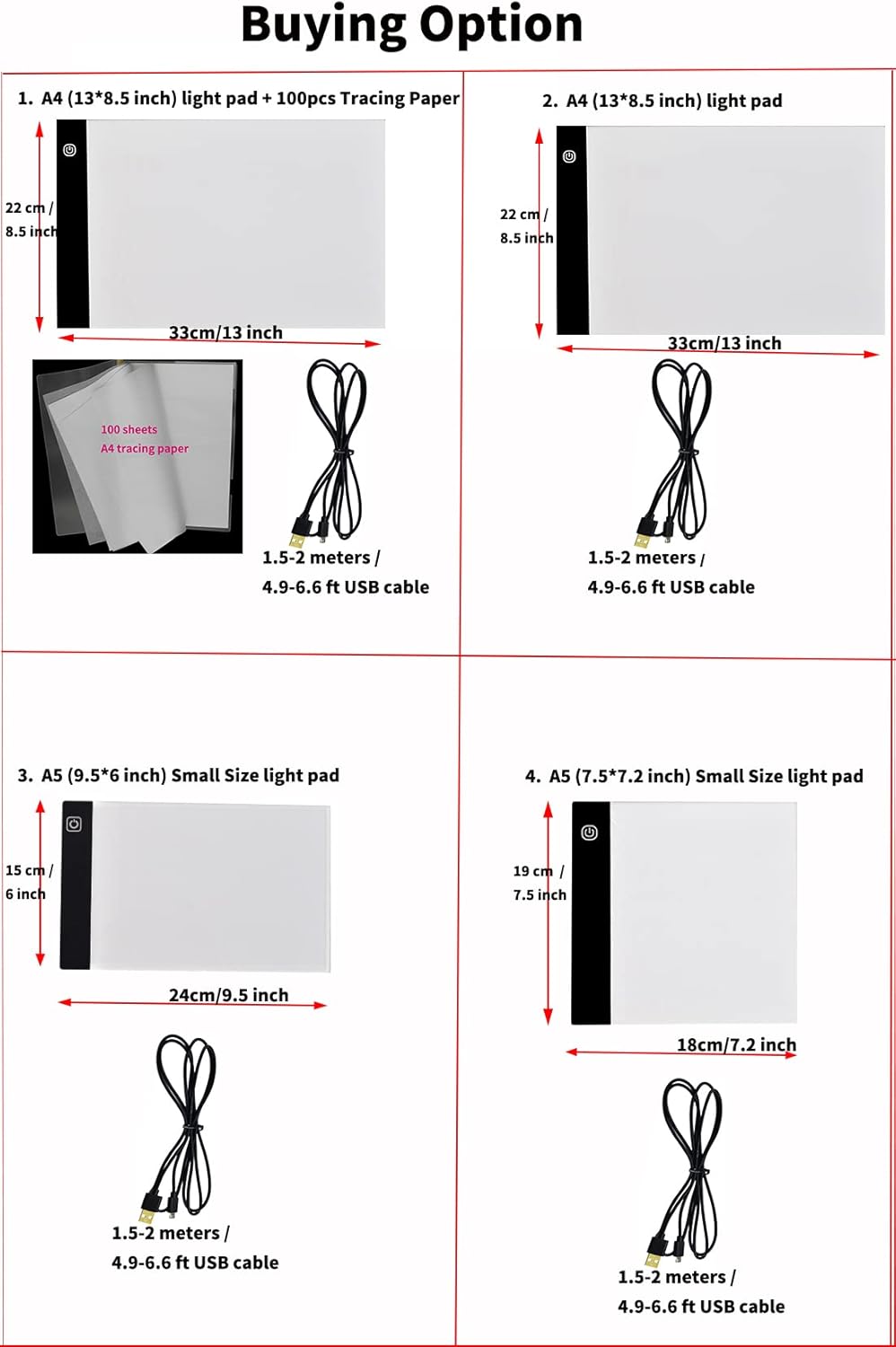 Ultra-Thin A5 Portable LED Light Box Tracer w/USB Cable Dimmable Brightness LED Artcraft Tracing Light Box Light Pad for Artists Drawing Sketching Animation Stencilling X-ray Viewing