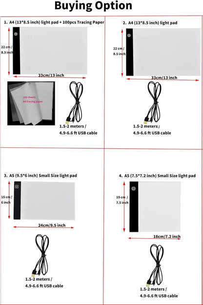 Ultra-Thin A5 Portable LED Light Box Tracer w/USB Cable Dimmable Brightness LED Artcraft Tracing Light Box Light Pad for Artists Drawing Sketching Animation Stencilling X-ray Viewing