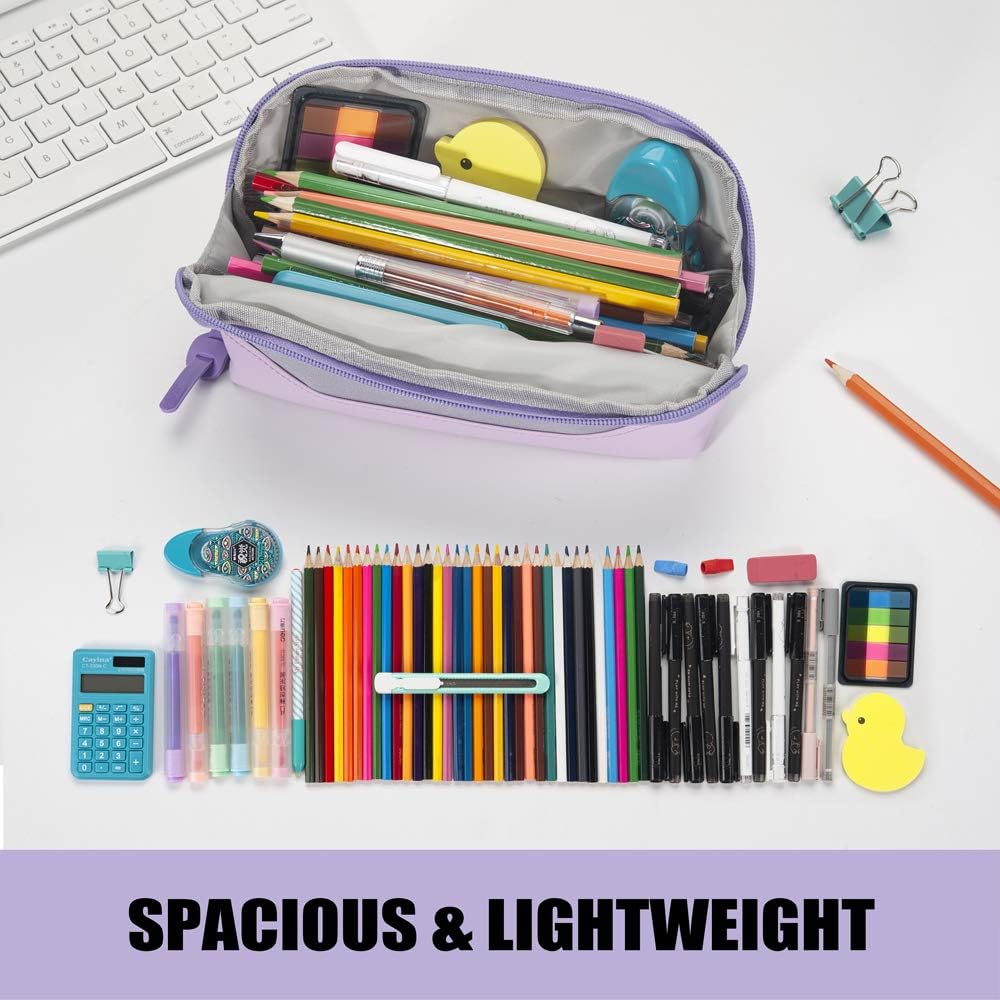 Sooez Wide-Opening Pencil Pen Case, Lightweight & Spacious Pencil Bag Pouch Box Organizer, Aesthetic Supply with Triangular Design for Adults, Grey