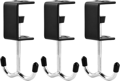 3 Pack Purse Hook for Table&Desk, 100lb Capacity High-Strength Alloy Hanger Multi-Use Desk Hooks with Adjustable Clamp-On Design for Handbag, Backpack, Headphone, Umbrellas