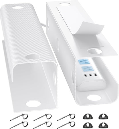 Yecaye 2 Pack Cable Management Under Desk, 31.5 in Under Desk Cable Management Tray,Cord Hider,Cord Organizer, No Screw Wire Management for Office and Home, Black