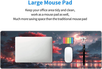 Japanese Mouse Pad, Large Japanese Desk Mat, XL Anime Gaming Keyboard Mat, Non-Slip Rubber Base, Big Extended Desk Protector for Home Office, 31.5”x11.8”