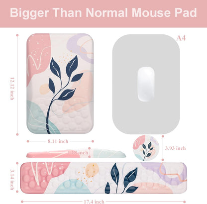 Ospelelf Mouse Pad with Wrist Rest and Keyboard Wrist Rest, Ergonomic Wrist Rest for Computer, Office, Gaming, Pink