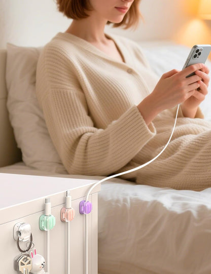 Cord Organizer, 8 Pack Cable Clips [1s Lock & Strongest Adhesive] Spring Cable Management, Cord Holder for Nightstand, Home Office Desk Accessories, Women Teen Cute Room Decor College Dorm Essentials