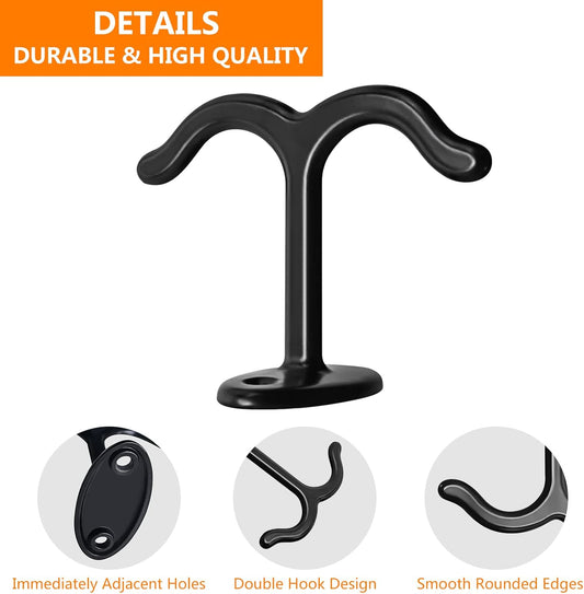 Zinc Alloy Double Prong Ceiling Hooks, 6 pcs Under The Table Coat Hook for Closet Top Bathroom Kitchen Cabinet Garage