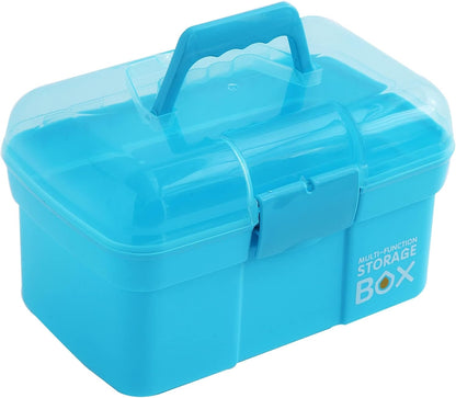 Kinsorcai 11'' Plastic Storage Box with Removable Tray, Multipurpose Organizer and Storage Case for Art Craft and Cosmetic (Green)