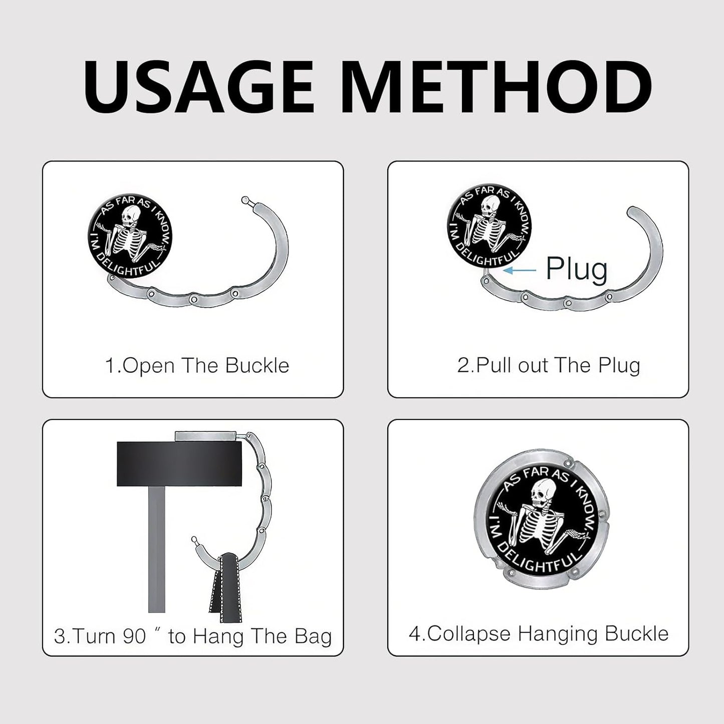 Foldable Purse Hook for Table, Purse Hanger for Table, Desk Bag Hook, Desk Purse Hook, Purse Holder for Table - Compact Portable Multi-Use Design, Aluminum Alloy Handbag Hanger, 3 Pcs (Style A)