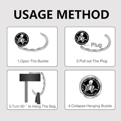 Foldable Purse Hook for Table, Purse Hanger for Table, Desk Bag Hook, Desk Purse Hook, Purse Holder for Table - Compact Portable Multi-Use Design, Aluminum Alloy Handbag Hanger, 3 Pcs (Style A)